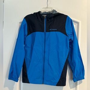 Columbia Kids Blue and Black Lightweight Nylon Jacket with Hood Size Medium